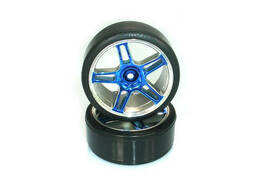 07003PB Blue Chrome Drift Rim &amp; Tire Complete (02228PB+07001) 2P