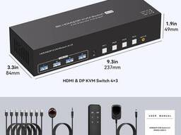 8k HDMI &amp; DP KVM Switch 4x3 переключатель hdmi+dp usb switch 8k60hz usb3.0