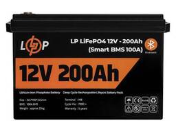 Аккумулятор LP LiFePO4 12V (12,8V) - 200 Ah (2560Wh) (Smart BMS 100А) с BT пластик для ИБП