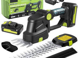 Аккумуляторные ножницы кусторез Krafftec 2 в 1 два аккумулятора зарядное пластиковый кейс