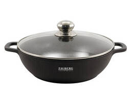Алюминиевая кастрюля-сотейник Zauberg 4.1 л диаметр 28 см с покрытием под мрамор и крышкой