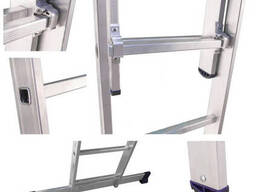 Алюминиевая трехсекционная лестница усиленная 3 х 12 ступеней (полупрофессиональная)