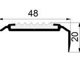 Алюмінієвий кутовий поріжок з гумовою вставкою без отворів 48х20 довжина 1 м - фото 2