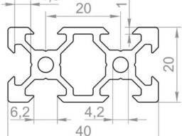 Алюминиевый станочный профиль 40х20 V-образный N2075
