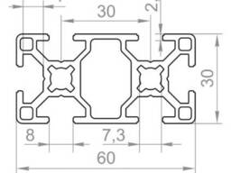 Алюминиевый станочный профиль 60х30 N1597