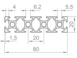 Алюминиевый станочный профиль 80х20 N1804