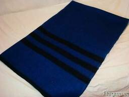 Одеяло шерстяное армейское синее с черными полосками