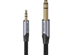 Аудиокабель 6.35мм-3.5мм TRS Vention Cotton Braided Gray Aluminum Alloy Type 3.5mm to...