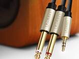 Аудиокабель mini-jack 3.5mm TRS to Dual Jack 6.35mm TS Ugreen AV126 Audio Cable (2m). Gray - фото 2