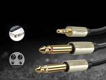 Аудиокабель mini-jack 3.5mm TRS to Dual Jack 6.35mm TS Ugreen AV126 Audio Cable (2m). Gray - фото 3