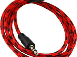 AUX аудио кабель 3,5мм Tiger 1 метр в ткани (случайный цвет) (4990)