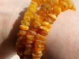 Багаторядний янтарний браслет із необробленого лікувального світлого бурштину - фото 3