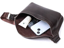 Бананка для чоловіків із натуральної шкіри Grande Pelle 22814 Коричневий 25х15х4,5 см