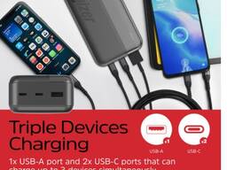 Батарея Energizer 30000mAh 15W 3A, USB-А, 2хUSB-C Black, Зовнішній акумулятор, PowerBank