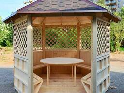 Беседка сборно - разборная деревянная передвижная с мебелью 2,5 х 2 для сада от. ..