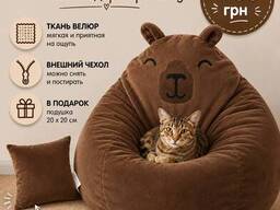 Бескаркасное кресло мешок груша коричневая Капибара