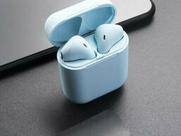 Беспроводные сенсорные Bluetooth наушники V99-Touch с кейсом Light blue