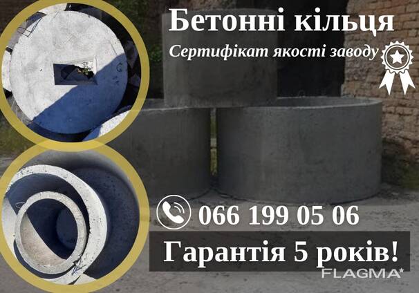 Бетонні кільца ЖБИ 1м,  1,5м,  2м в Николаеве доставка установка