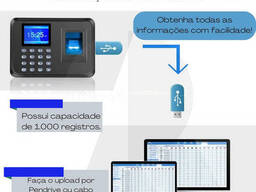Биометрические часы со сканером отпечатков пальцев / Поддержка до 1000 записей / С...