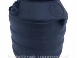 Бочка пластиковая техническая черная низкая бидон 60л широкая горловина емкость для воды