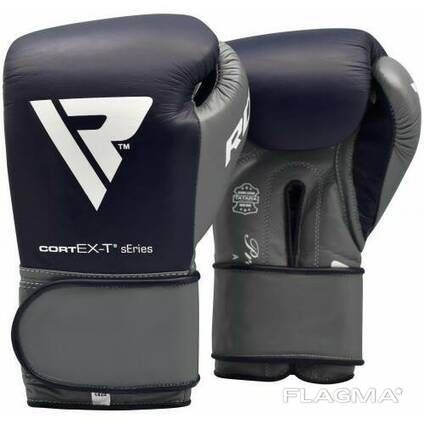 Боксерские перчатки RDX Leather Pro C4 Blue 14 ун.