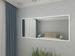 Большое горизонтальное настенное зеркало с основой ДСП 80х170 Белое