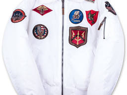 Бомбер Top Gun Official B-15 Flight Bomber Jacket with Patches (белый)