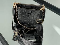 Брендова кросс боди с широким ремнем Люкс Louis Vuitton Pochete Multi Black KS00008