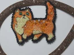 Брошь "рыжий котик"