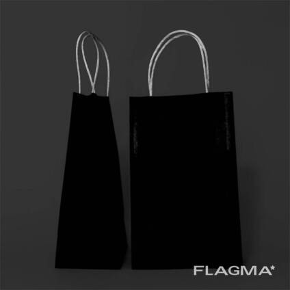 Бумажные пакеты с ручками 150x90x240 мм, 50 шт, черные