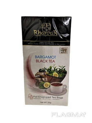Черный чай Rhanzar Earl Grey с бергамотом в пакетиках 25 шт.