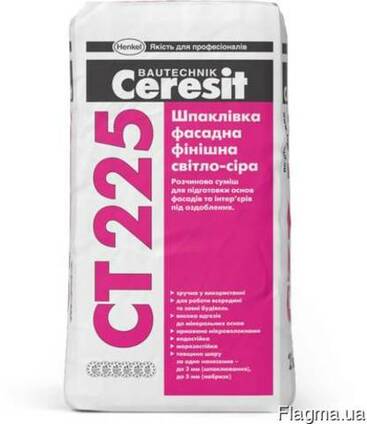 CT-225 25 кг "Ceresit" Шпаклёвка фасадная финишная св.серая