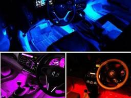 Cветодиодная RGB лента для подсветки салона автомобиля с пул