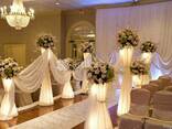 Украшение свадебного зала цветами, свадебная флористика.
