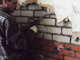 Демонтаж штукатурки стяжки плитки перегородки домов сараев стен асфальт