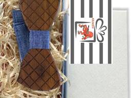 Дерев'яний Метелик - Краватка з ромбиками в подарунковій упаковці 8409