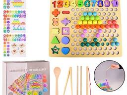 Деревяна іграшка 4 в 1 WD2703 мозаіка, піраміди, риибалка, номера