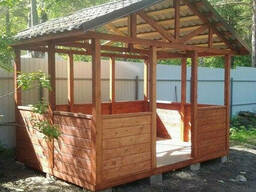 Деревянная беседка для дачи Кредит из термодревесины