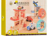 Деревянная игрушка Гараж для машинок 2 этажа (MD 1059), цвет синий - фото 1