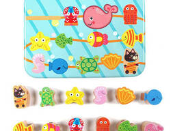 Деревянная игрушка Шнуровка Bambi в металлическом пенале (Морские животные) (MD 2334-5)