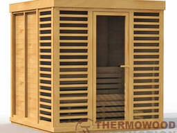 Деревянная мобильная баня 2.1х2,1м под ключ Thermowood Production