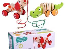 Деревянная шнуровка "Ежик", мультяшный трактор, бегемоте