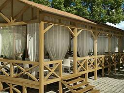 Деревянные каркасы навесы декоры для кафе баров ресторанов