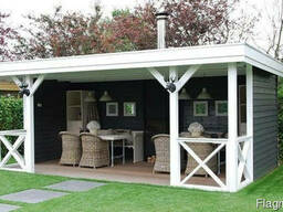 Беседка деревянная с летней кухней