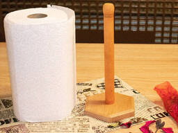 Держатель для бумажных полотенец деревянный светлый H 28.5 cm