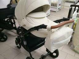 Детская коляска 2 в 1 Люми Viki Saturn эко кожа белая
