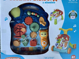 Детские ходунки-каталка столик M AB 5473 голубые