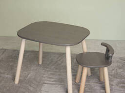 Детские столик и стульчик Tatoy темно-серые из бука для детей 2-4 лет