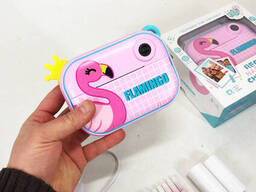 Детский фотоаппарат мгновенной печати YT008 PINK Flamingo с поддержкой microSD