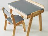 Детский столик с выдвижным ящиком и стульчик Tatoy для детей 2-7 лет Серый - фото 2